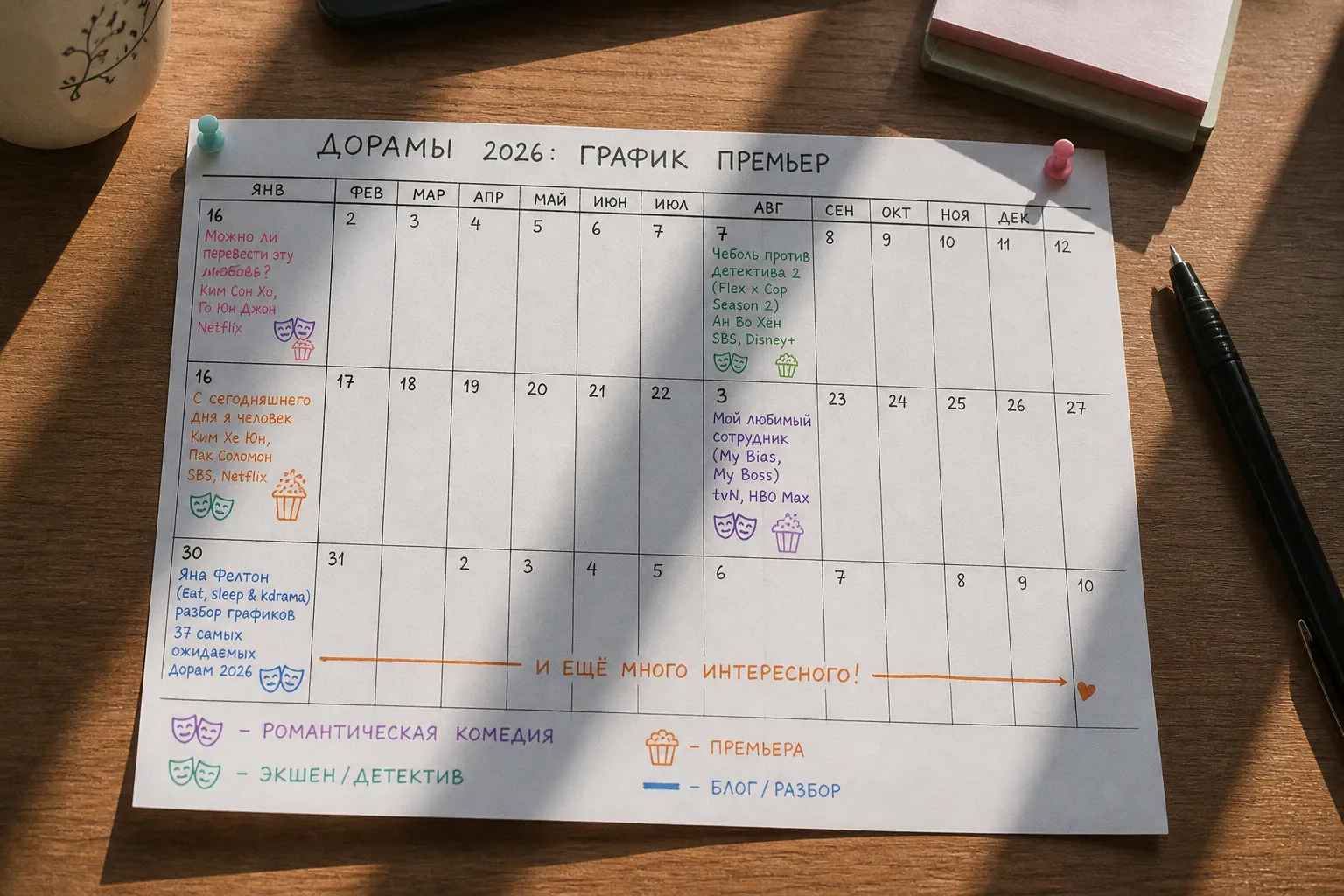 Дорамы 2026 года: как блогер составил график премьер